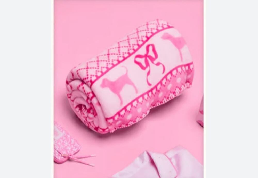 Victoria's Secret PINK x LoveShackFancy Sherpa Blanket Pink Fairisle NEW Limited